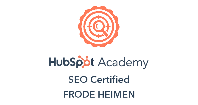 Hubspot SEO Certified - Frode Heimen